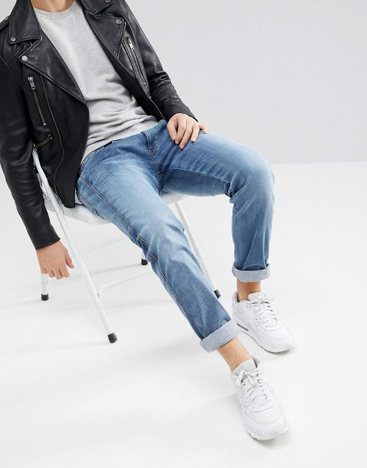 Replay Anbass Hyperflex Light Wash Slim Jeans - Blue