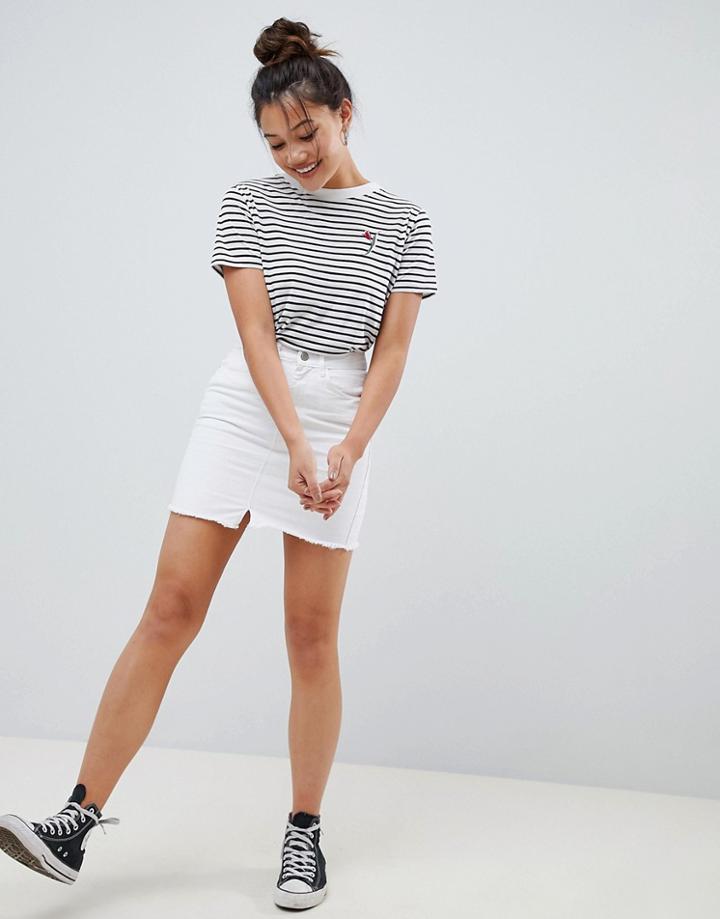 Brave Soul Brett Denim Skirt - White