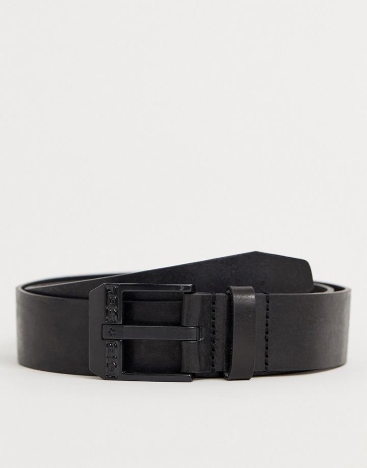Diesel Leather Logo Buckle Belt In Black - Black