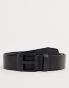 Diesel Leather Logo Buckle Belt In Black - Black