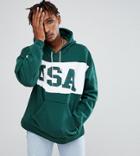 Reclaimed Vintage Inspired Hoodie With Usa Print - Green