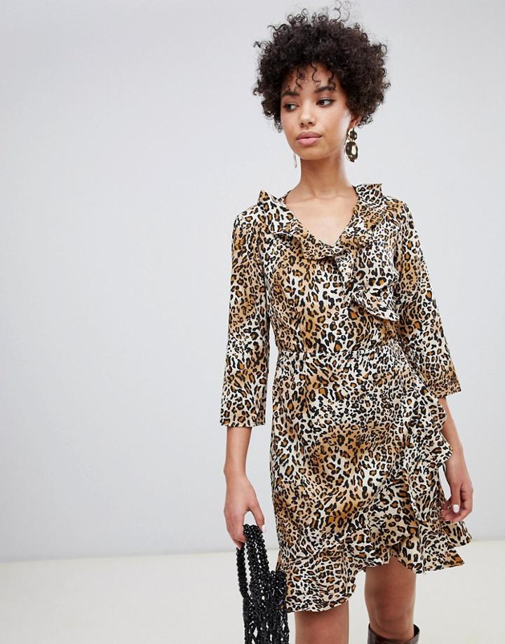 Vero Moda Leopard Wrap Dress - Black