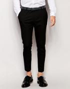 Asos Super Skinny Cropped Smart Trousers In Black - Black