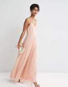 Asos Woven Cami Maxi Dress With Pleated Skirt - Nude
