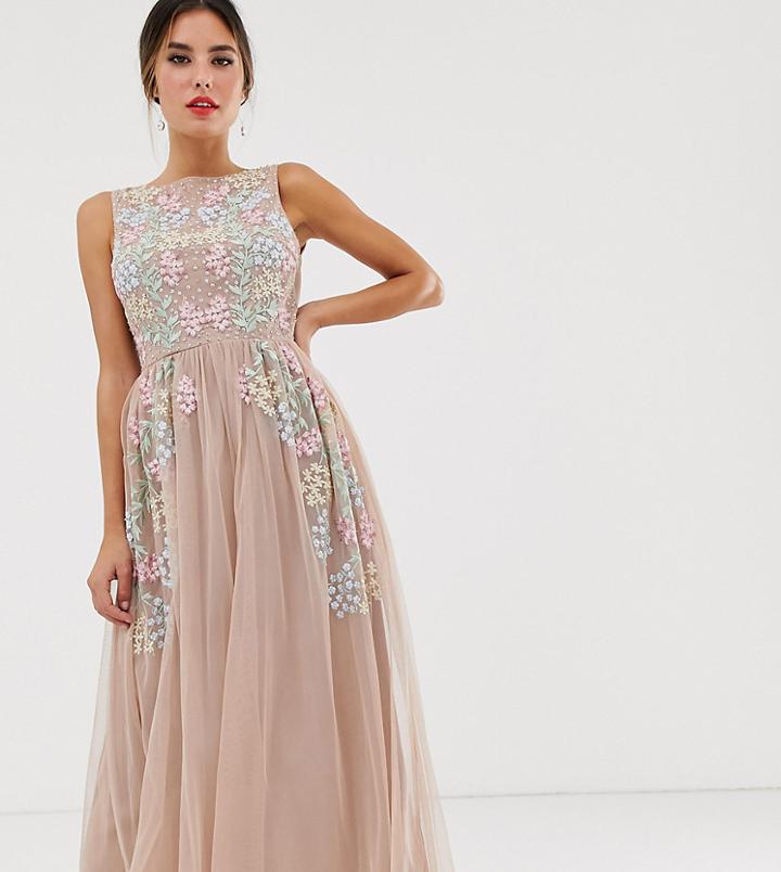 Maya All Over Embroidered Midaxi Dress In Pink Multi - Pink