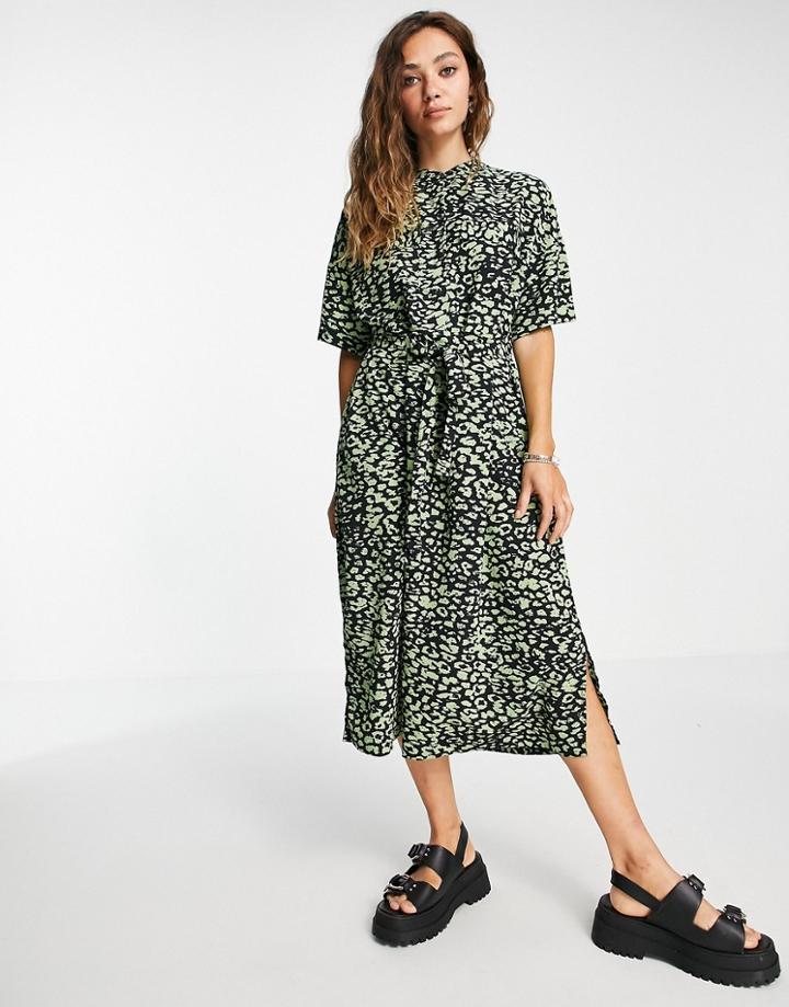 Vero Moda Midi Shirt Dress In Print-black