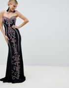 Jovani Contrast Strapless Maxi Dress - Black