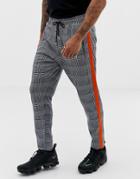 Liquor N Poker Pants With Heritage Print And Side Stripe In Gray - Gray