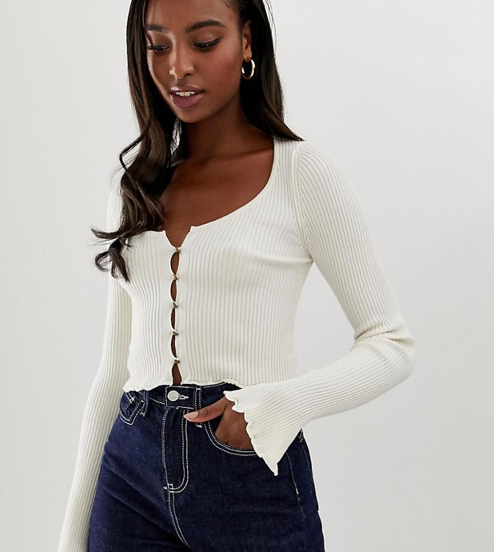 Asos Design Tall Button Front Cardigan With Scoop Neck - Black