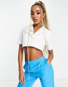 Unique21 Short Sleeve Cropped Blazer Top In White - Part Of A Set