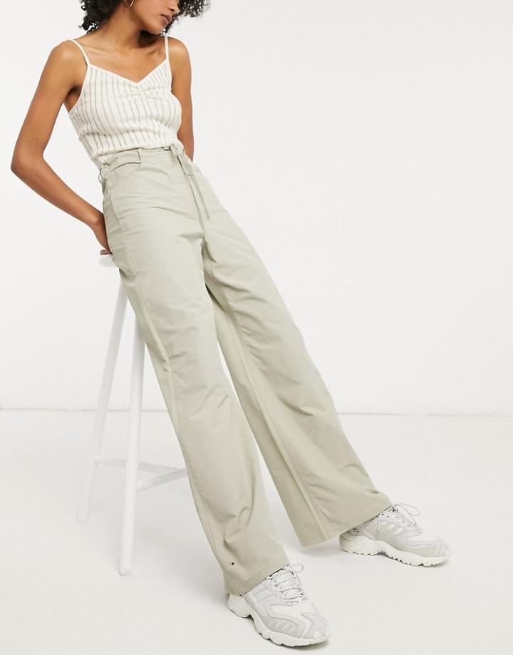 Weekday Iris Organic Cotton Blend Straight Leg Cord-tie Pants In Beige-neutral