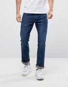 Jack & Jones Intelligence Straight Fit Jeans In Dark Blue Wash - Blue