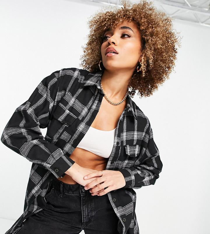 Missguided Checked Shirt In Black