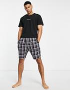 Calvin Klein Sleep T-shirt And Short Set In Black