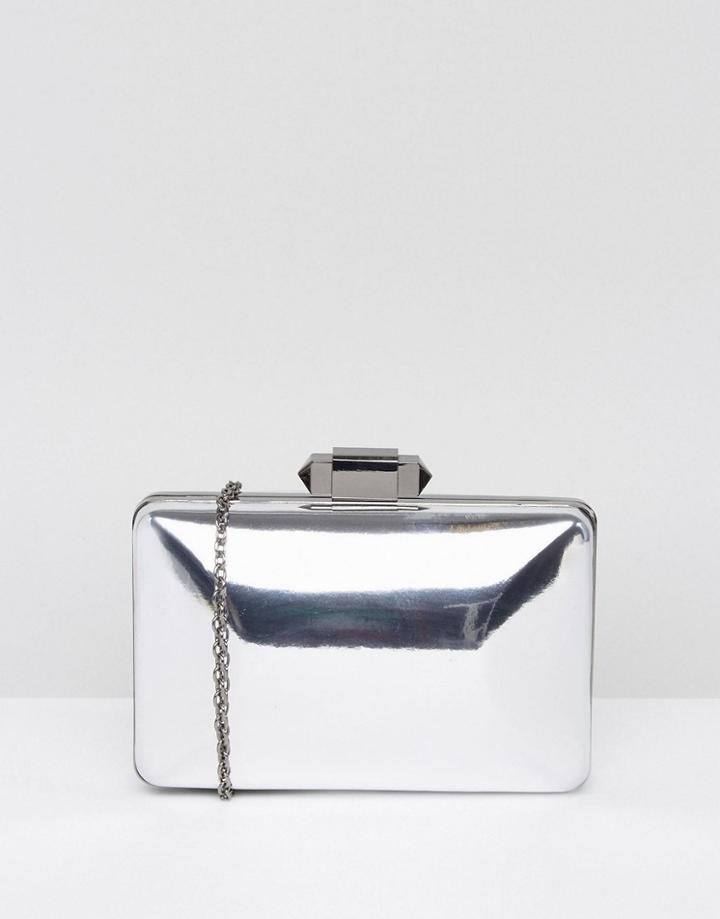 True Decadence Pewter Box Clutch Bag - Gray