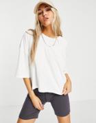 Topshop Short Sleeve Washed Boxy T-shirt In White