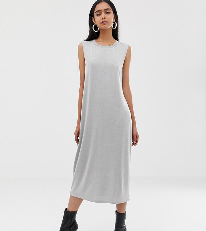 Weekday Beyond Sleeveless Dress In Gray Melange