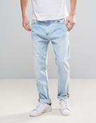 Bershka Slim Fit Jeans In Bleach Wash - Blue