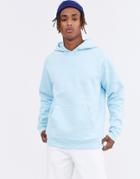 Asos White Oversized Hoodie With Chest Print In Pastel Blue