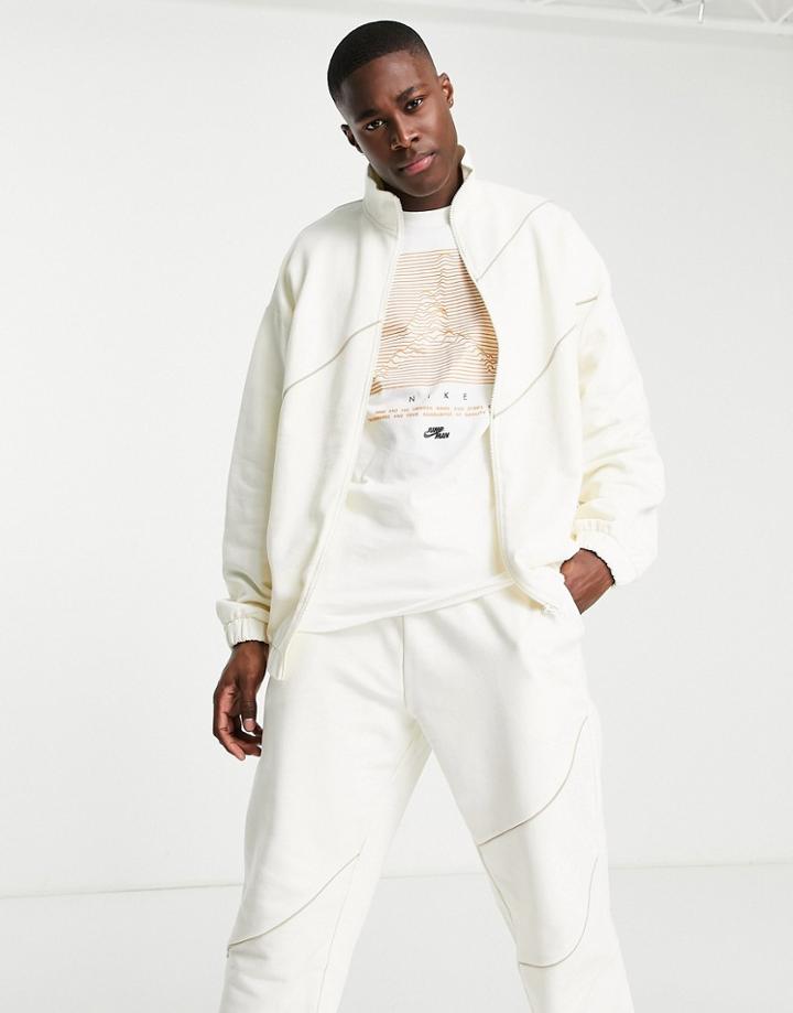 Asos Design Oversized Track Jacket With Piping In Tonal Beige - Part Of A Set-neutral