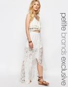 White Cove Petite All Over Lace Scallop Maxi Skirt With High Low Hem - White