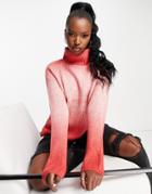 Qed London Roll Neck Sweater In Ombre Pink