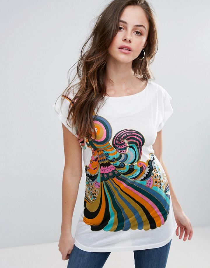 Pussycat London Multi Print Top - White