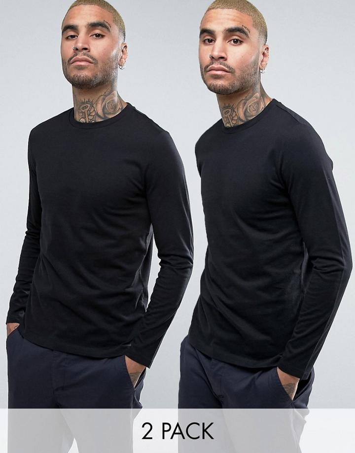 Asos Long Sleeve T-shirt With Crew Neck 2 Pack Save - Multi