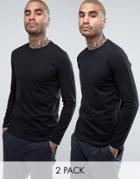 Asos Long Sleeve T-shirt With Crew Neck 2 Pack Save - Multi