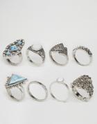 New Look Filigree Ring Pack - Blue