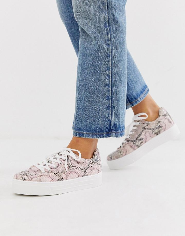 Miss Selfridge Sneakers In Pink Snake - Pink