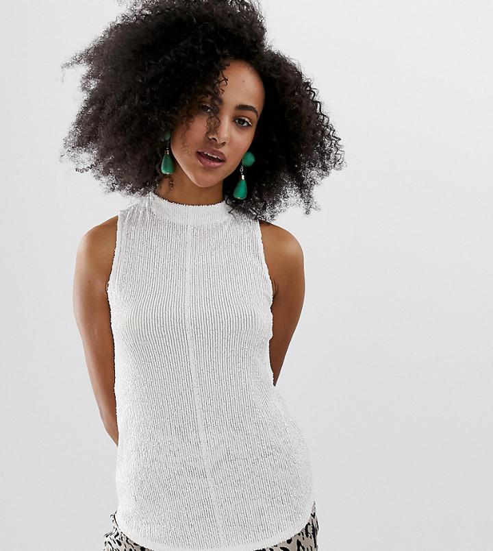 River Island Sequin High Neck Blouse In White - White
