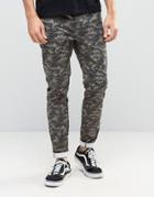Asos Skinny Chinos In Polka Dot Camo - Green