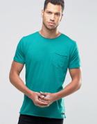 Brave Soul Plain Raw Edge T-shirt - Green