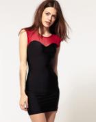 American Apparel Two Toned Mini Dress - Red