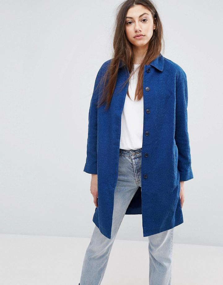 Ymc Paisley Trench Coat - Blue