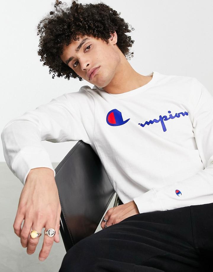 Champion Large Script Logo Sweatshirt In White