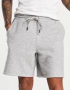 Asos Design Set Oversized Polar Fleece Shorts In Gray Heather-grey