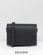 Street Level Minimal Cross Body With Whipstitch Strap In Black - Black