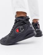 Champion Zone 93 High Leather Sneakers In Black - Black