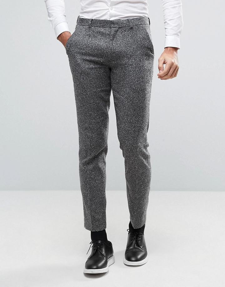 Asos Slim Suit Pant In Textured Fabric - Gray