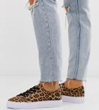 Asos Design Wide Fit Dusty Lace Up Sneakers In Leopard-multi