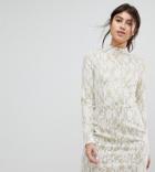 Prettylittlething High Neck Lace Mini Dress - White