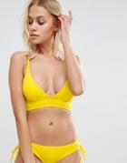 Lost Ink Lace Up Bikini Top - Yellow
