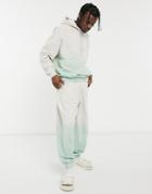 Asos Unrvlld Spply Oversized Matching Sweatpants In Mint Dip Dye-grey