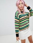 Asos Design Sweater In Crop In Stripe - Multi