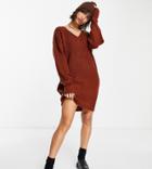 M Lounge Relaxed Mini Sweater Dress With Stitch Detail-pink