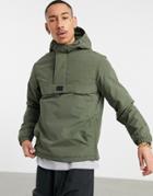 Jack & Jones Originals Pullover Jacket In Khaki-green