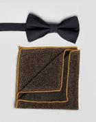Asos Bow Tie With Sparkly Pocket Square - Multi