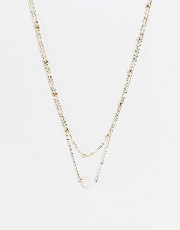 Svnx Layered Necklace In Gold With Bead Details